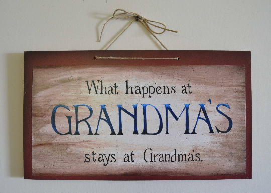 Grandma gift, What happens at grandmas stays at grandmas wood sign ...
